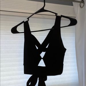 Polyester black crop top